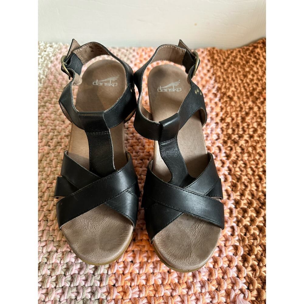Dansko T-strap Platform Sandals Black Size 40